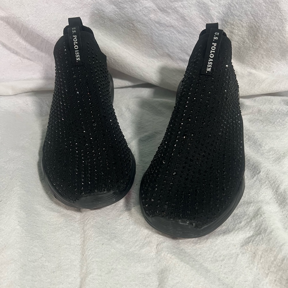 U.S. Polo Assn Black Rhinestone Slip Ons